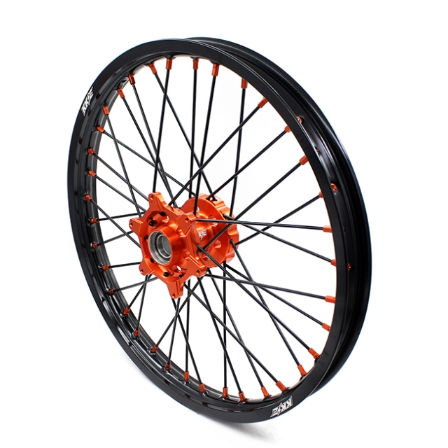 KKE 21/18 Enduro Wheels set Compatible with KTM EXC-F Orange Hub/Nipple Black Rim/Spoke 2003-2021