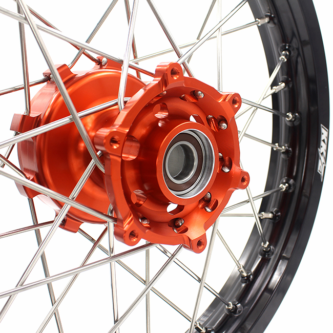 KKE 21/18 Cush Drive wheels set Compatible with KTM690 ENDURO R SMC 2008-2023 Orange Hub