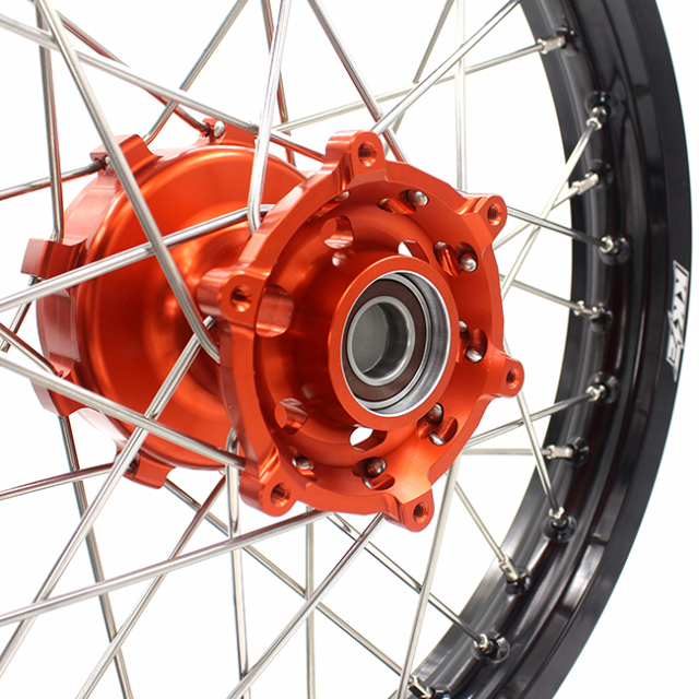 KKE 21/18 Cush Drive wheels set Compatible with KTM690 ENDURO R SMC 2008-2020 Orange Hub