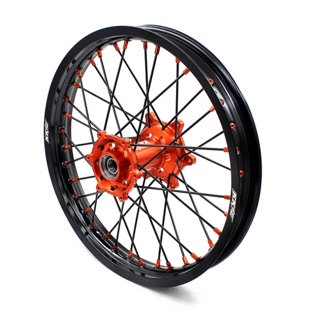 KKE 21/18 Enduro Wheels set Compatible with KTM EXC-F Orange Hub/Nipple Black Rim/Spoke 2003-2021