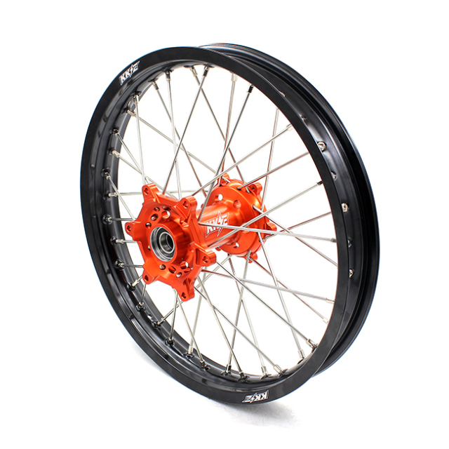 KKE 21/18 Enduro Racing Wheels set Compatible with KTM EXC  EXC-F 125 2003-2022 Orange Hub