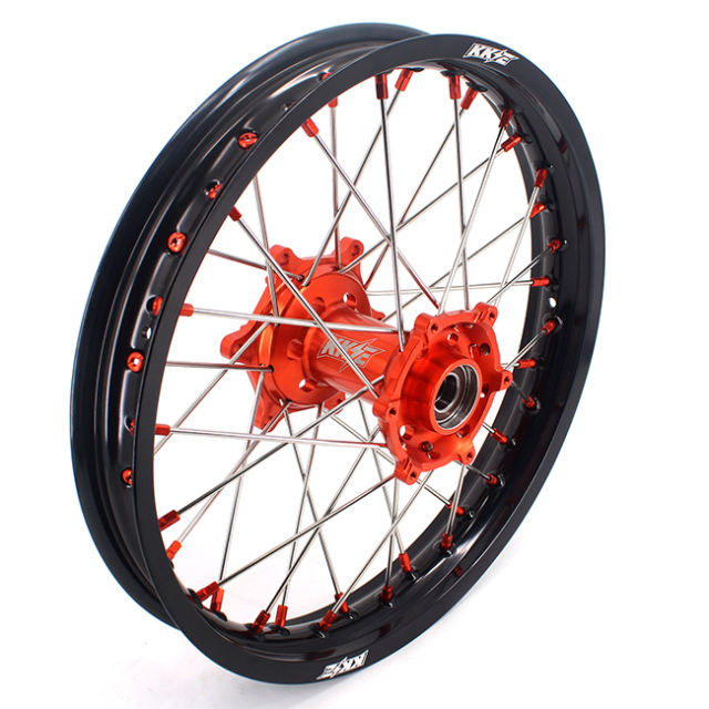 KKE 21/18 Enduro Wheels set Compatible with KTM EXC 125CC-530CC 2003-2021 Orange Nipple