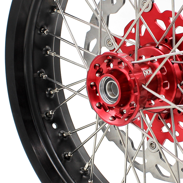 KKE 3.5*16.5"/5.0*17 Supermoto Racing Wheels Fit HONDA CRF250R CRF450R 2002-2012 Red Hub With Disc