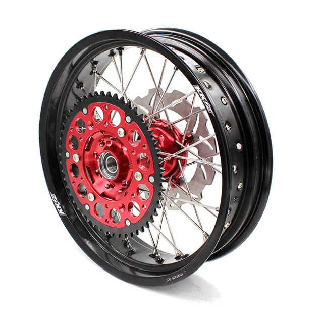 KKE 3.5*16.5"/5.0*17 Supermoto Racing Wheels Fit HONDA CRF250R CRF450R 2002-2012 Red Hub With Disc