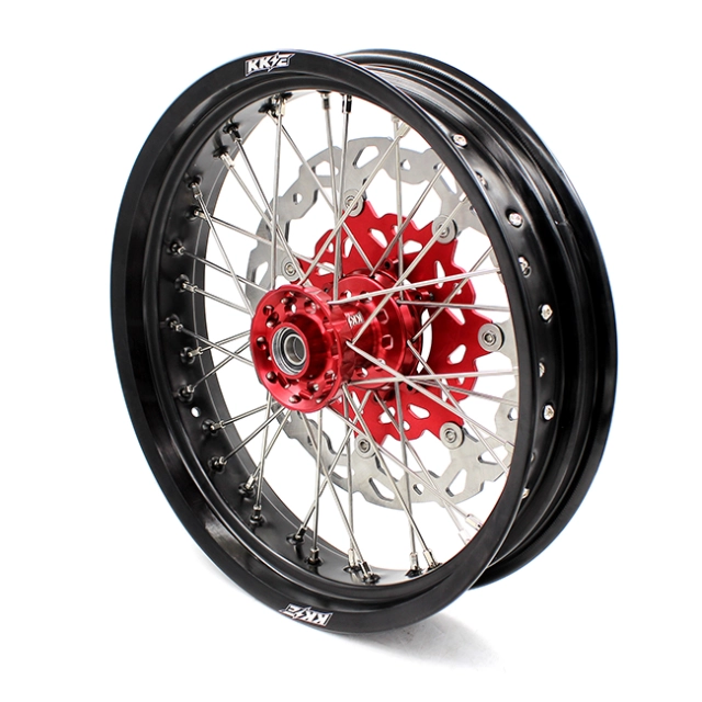 KKE 3.5*16.5"/5.0*17 Supermoto Racing Wheels Fit HONDA CRF250R CRF450R 2002-2012 Red Hub With Disc
