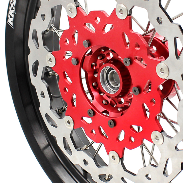 KKE 3.5*16.5"/5.0*17 Supermoto Racing Wheels Fit HONDA CRF250R CRF450R 2002-2012 Red Hub With Disc