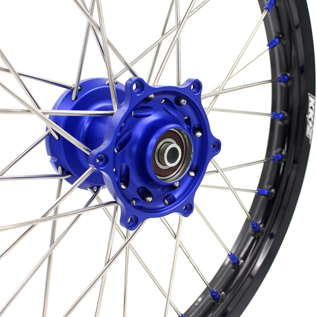 KKE 1.6*19"/1.85*16" Dirtbike Kid's Big Wheels Rim Set Fit KAWASAKI KX80 KX85 Blue Hub/Nipple