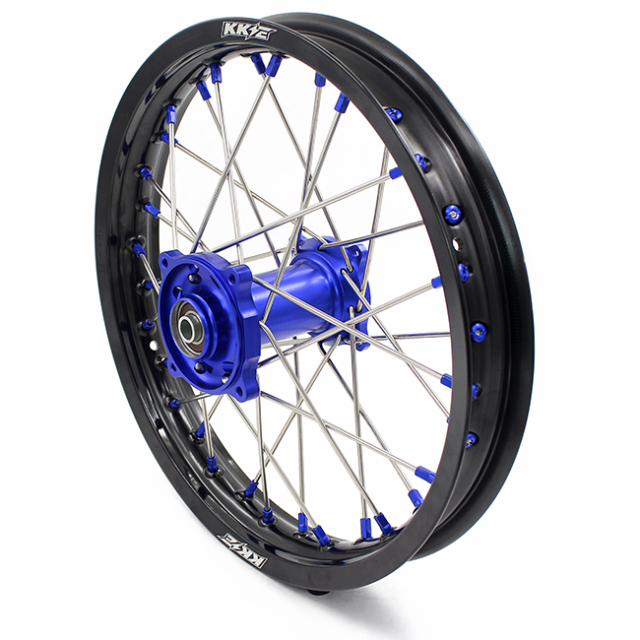 KKE 1.6*19"/1.85*16" Dirtbike Kid's Big Wheels Rim Set Fit KAWASAKI KX80 KX85 Blue Hub/Nipple