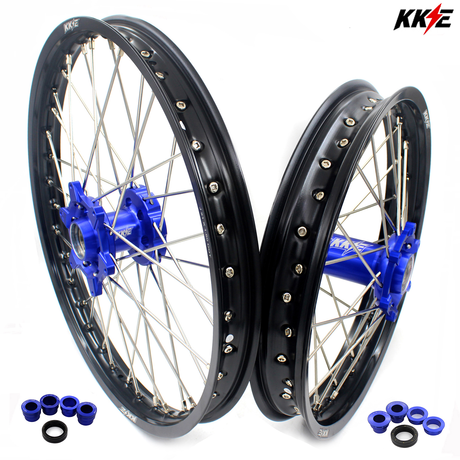 KKE 21/18 Enduro Racing Wheels Rim Set Compatible with KTM EXCF 125cc