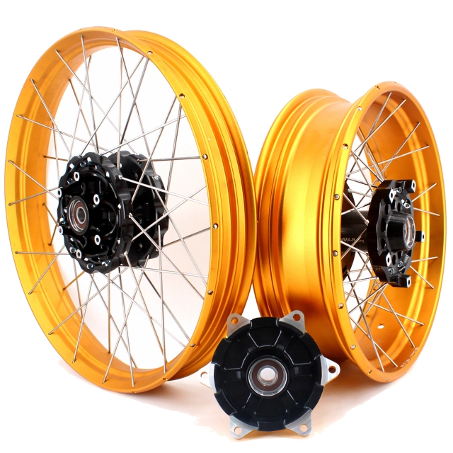 VMX 2.15*21"/4.25*17" Tubeless Wheels Rims Fit for BMW F800GS 2008-2021 Black Hub Gold Rim