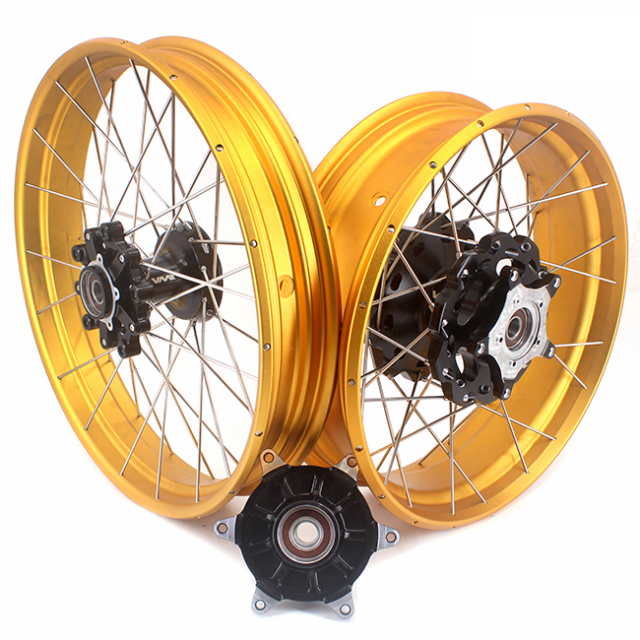 VMX 2.5*19"/4.25*17" Tubeless Wheels Set Fit for BMW G310GS 2019-2021 Black Hub Gold Rim