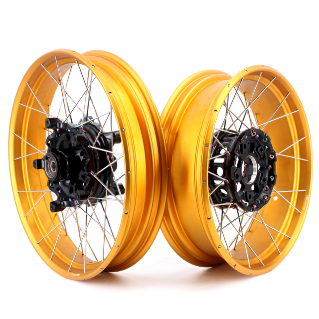 VMX 3.0*19"/4.25*17"  Tubeless Wheels Set Fit for BMW R1200GS 2013-2021 Black Hub Gold Rim