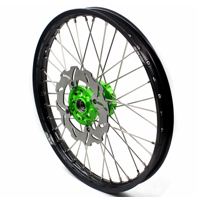 KKE 1.6*21/2.15*19 MX Wheels Rims Set Fit KAWASAKI KX250F KX450F 2006-2014 Green With Disc