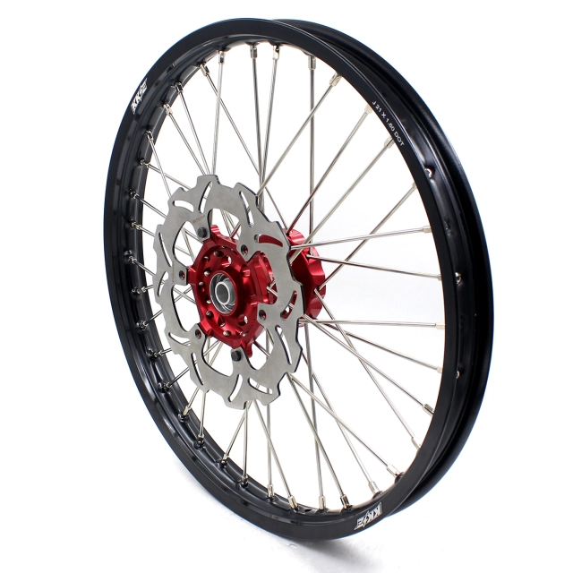 KKE 21/19 Dirtbike MX Wheels Set With Disc Fit SUZUKI RM125 RM250 2001-2008 Red Hub