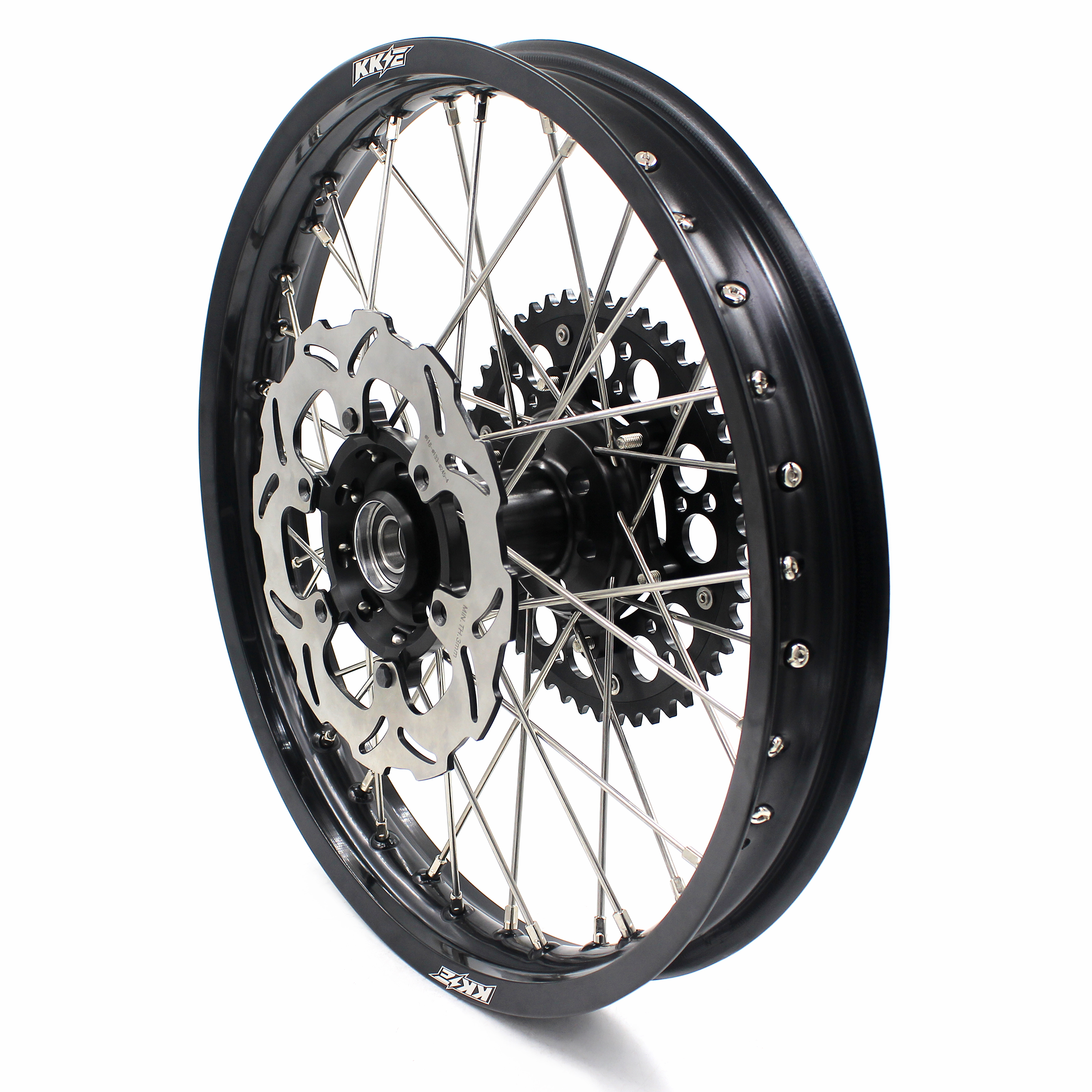 KKE 21/19 Dirt Bike Motorcycle MX Wheels Rims Set  Fit SUZUKI RM125 RM250  2001-2008 Black Hub
