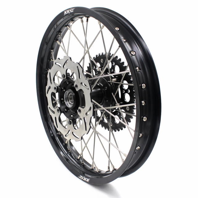 KKE 21/19 Dirtbike MX Wheels Set With Disc Fit SUZUKI RM125 RM250  2001-2008 Black Hub/Rim