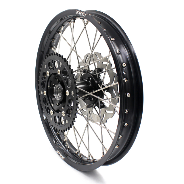 KKE 21/19 Dirtbike MX Wheels Set With Disc Fit SUZUKI RM125 RM250  2001-2008 Black Hub/Rim