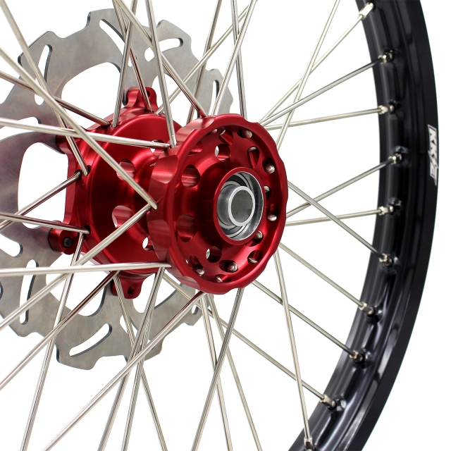 KKE 21/19 Dirtbike MX Wheels Set With Disc Fit SUZUKI RM125 RM250 2001-2008 Red Hub