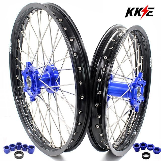 KKE 21/18 Motorcycle Wheels Rims set Fit Yamaha YZ250F 2001-2022 YZ450F 2003-2022 YZ125 YZ250 Blue Hub