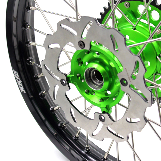 KKE 1.6*21/2.15*19 MX Wheels Rims Set Fit KAWASAKI KX250F KX450F 2006-2014 Green With Disc