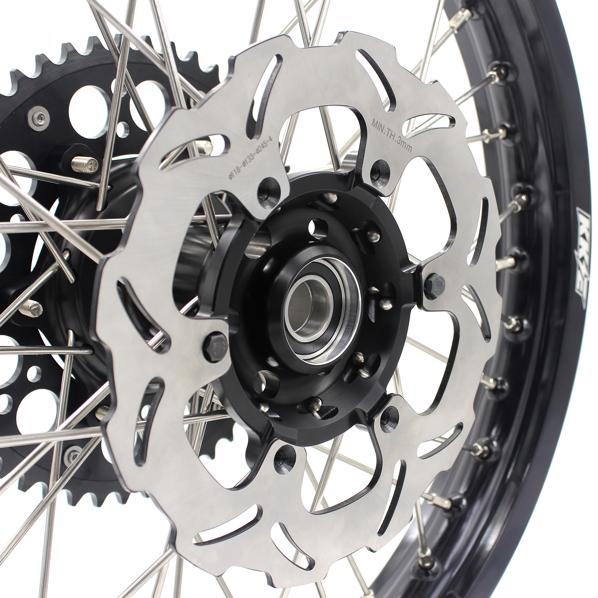 KKE 21/19 Dirt Bike Motorcycle MX Wheels Rims Set  Fit SUZUKI RM125 RM250  2001-2008 Black Hub