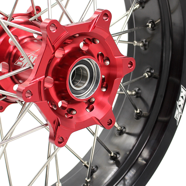 KKE 3.5*16.5 / 5.0*17 Supermoto Racing Wheels Set Fit HONDA CRF250R 2004 CRF450R 2012 Red Hub