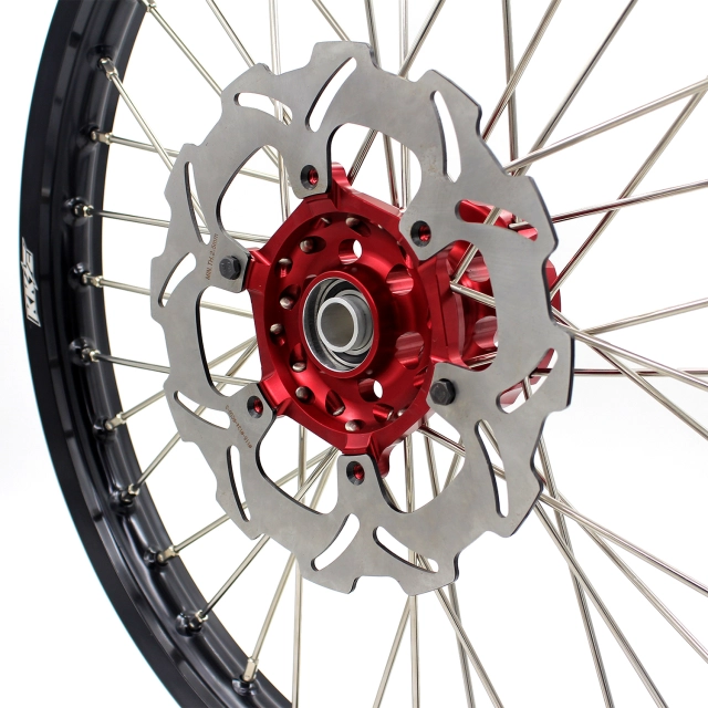 KKE 21/19 Dirtbike MX Wheels Set With Disc Fit SUZUKI RM125 RM250 2001-2008 Red Hub