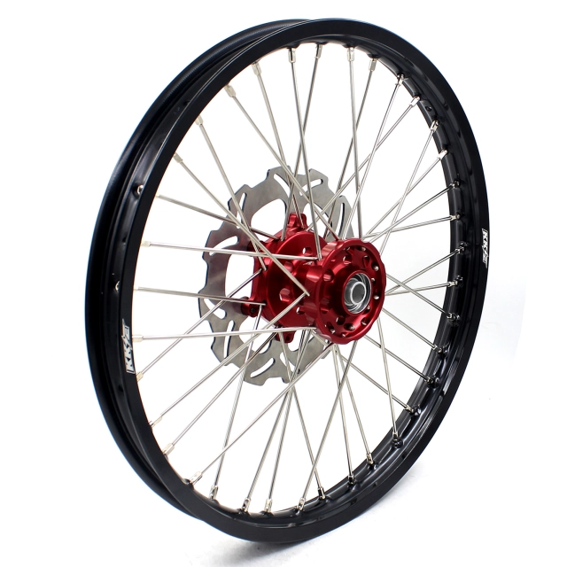 KKE 21/19 Dirtbike MX Wheels Set With Disc Fit SUZUKI RM125 RM250 2001-2008 Red Hub