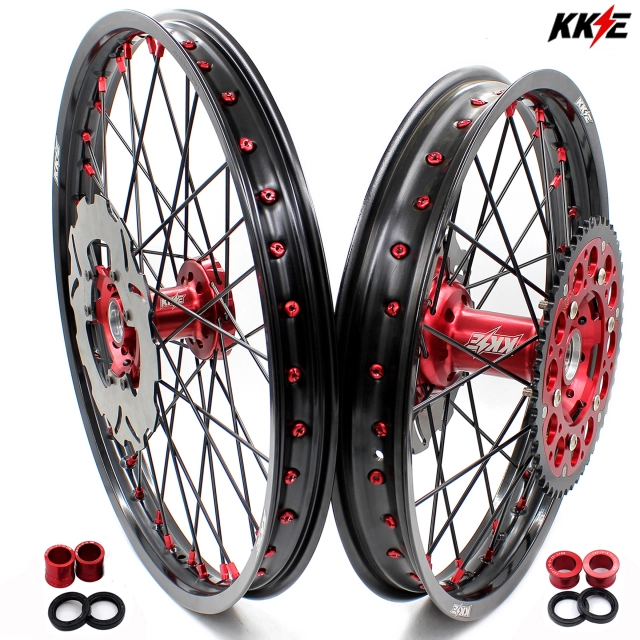 KKE 21/19 MX Wheels Set With Disc Fit HONDA CR125R 1995-1997 CR250R CR500R Black Spoke