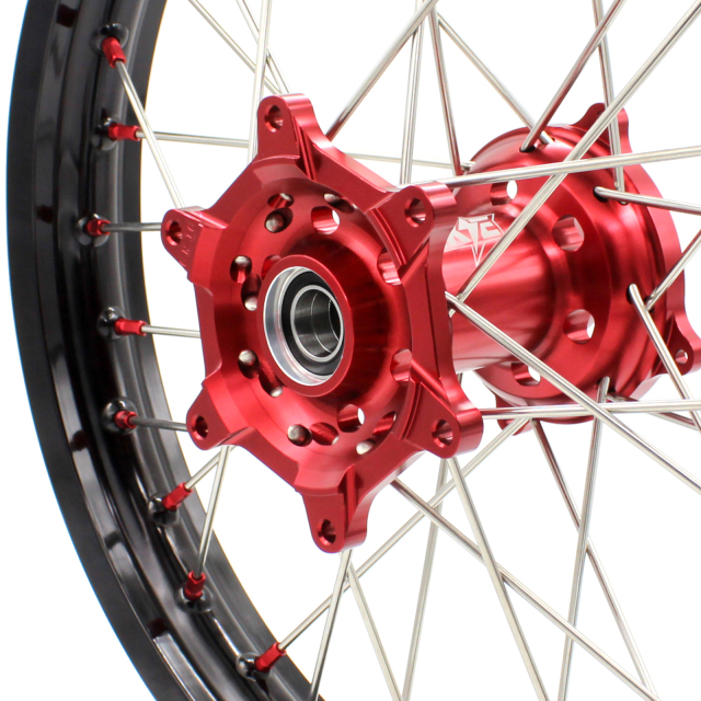 KKE 21/18 Fit HONDA CRF250R 2004-2013 CRF450R 2002-2012 Enduro Wheels Set Red Nipple