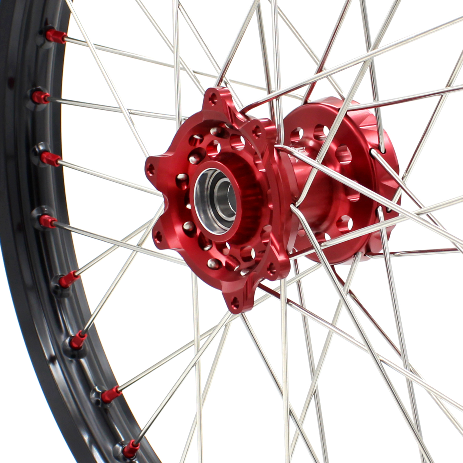 KKE 21/18 Enduro Wheels Rims Set Fit HONDA CRF250R 2004-2013 CRF450R 2002-2012  Red Nipple