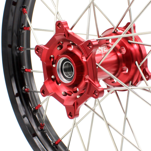 KKE 21/19 Fit HONDA CRF250R 2014-2020 CRF450R 2013-2020 MX Wheels Rims Set Red Nipple