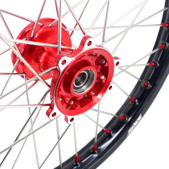 KKE 21/18 Enduro Casting Wheels Set Fit HONDA CRF250R 2004-2013 CRF450R 2002-2012 Red Nipple