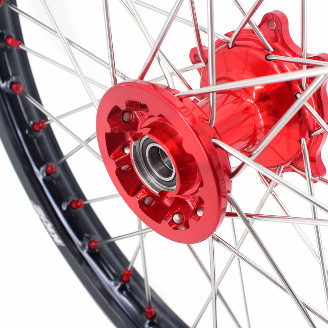 KKE 21/18 Enduro Casting Wheels Set Fit HONDA CRF250R 2004-2013 CRF450R 2002-2012 Red Nipple