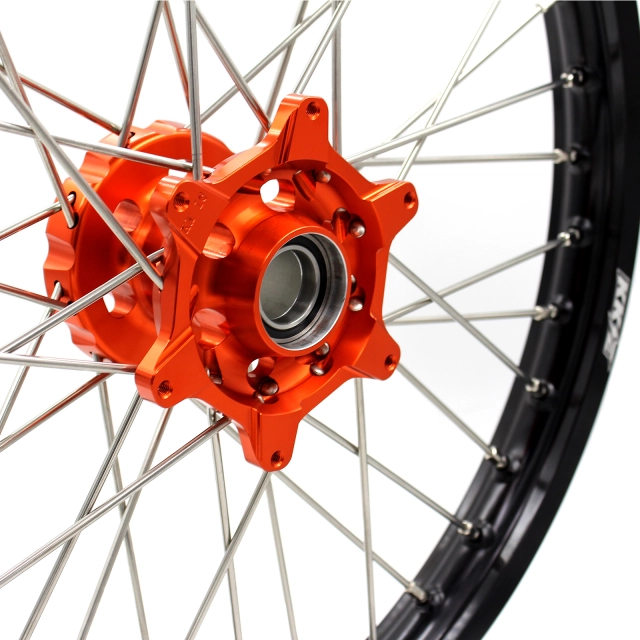 KKE 21/19 MX Off-road Wheels set Compatible with KTM XCF-W SXF 200 2003-2022 Orange Hub