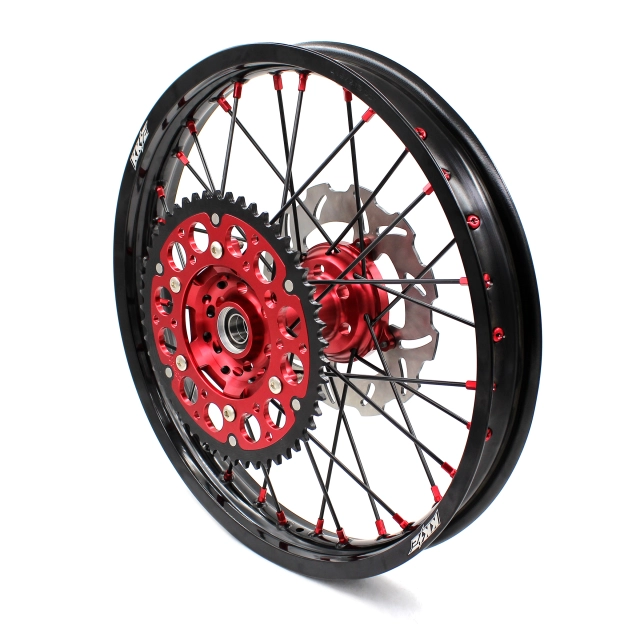 KKE 21/19 MX Motorcycle Wheels Set Fit HONDA CR125R 1998 CR250R 2001 Black Spoke Red Nipple