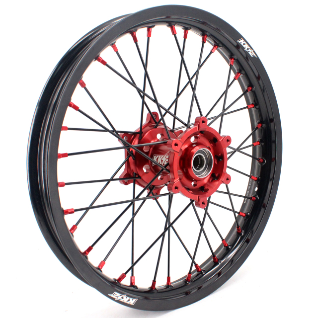 KKE 21/19 Dirtbike MX Wheels Set Fit SUZUKI RMZ250 RMZ450 Red Hub/Nipple Black Rim/Spoke