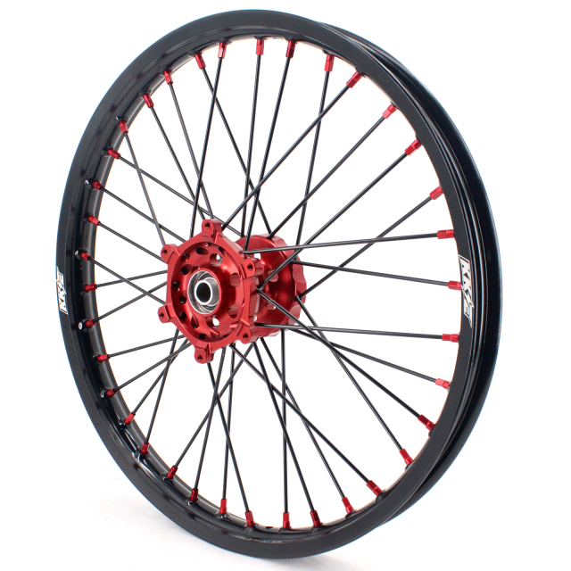 KKE 21/19 Dirtbike MX Wheels Set Fit SUZUKI RMZ250 RMZ450 Red Hub/Nipple Black Rim/Spoke