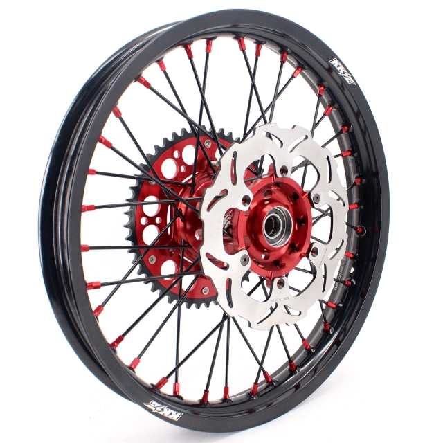 KKE 21/19 Fit SUZUKI RM125 RM250 2001-2008 Dirtbike MX Wheels Rims Set Red/Black