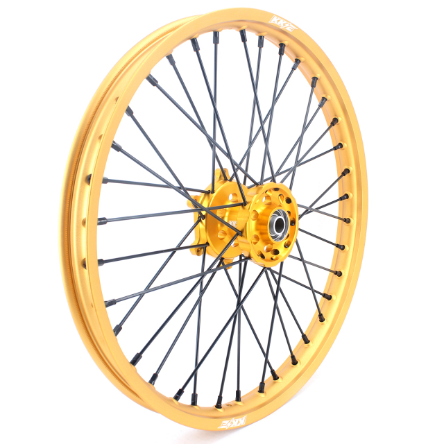 KKE 21/19 Mx Wheels Rims Set Dirt Bike Fit SUZUKI RM125 RM250 1996-2000 Gold Rim Black Spoke