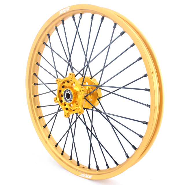 KKE 21/19 Mx Wheels Rims Set Dirt Bike Fit SUZUKI RM125 RM250 1996-2000 Gold Rim Black Spoke