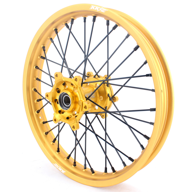 KKE 21/19 Mx Wheels Rims Set Dirt Bike Fit SUZUKI RM125 RM250 1996-2000 Gold Rim Black Spoke