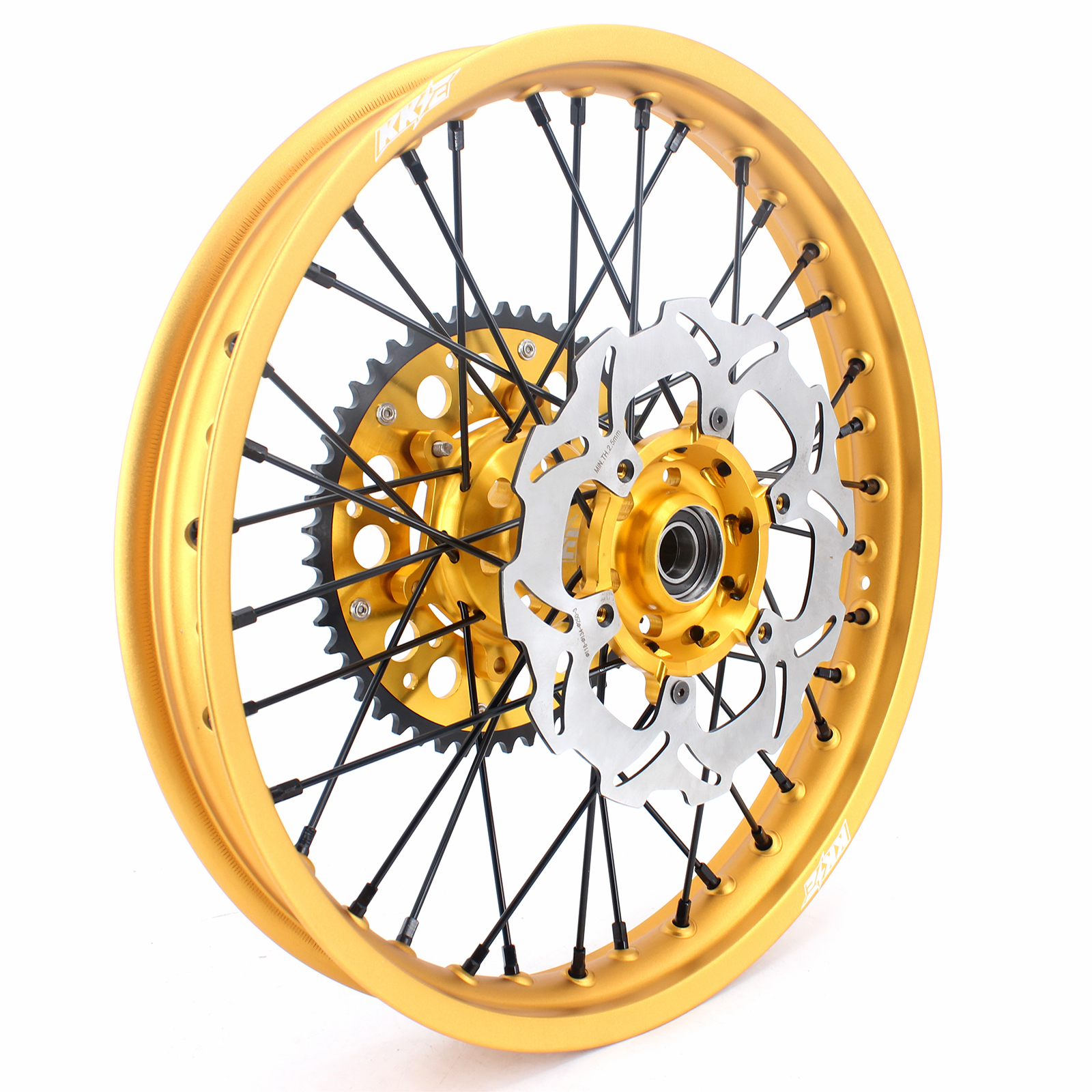 KKE 21/19 Mx Motorcycle Wheels Rims Fit SUZUKI RM125 RM250 2001-2008 Dirt Bike Gold Rim Black Spoke