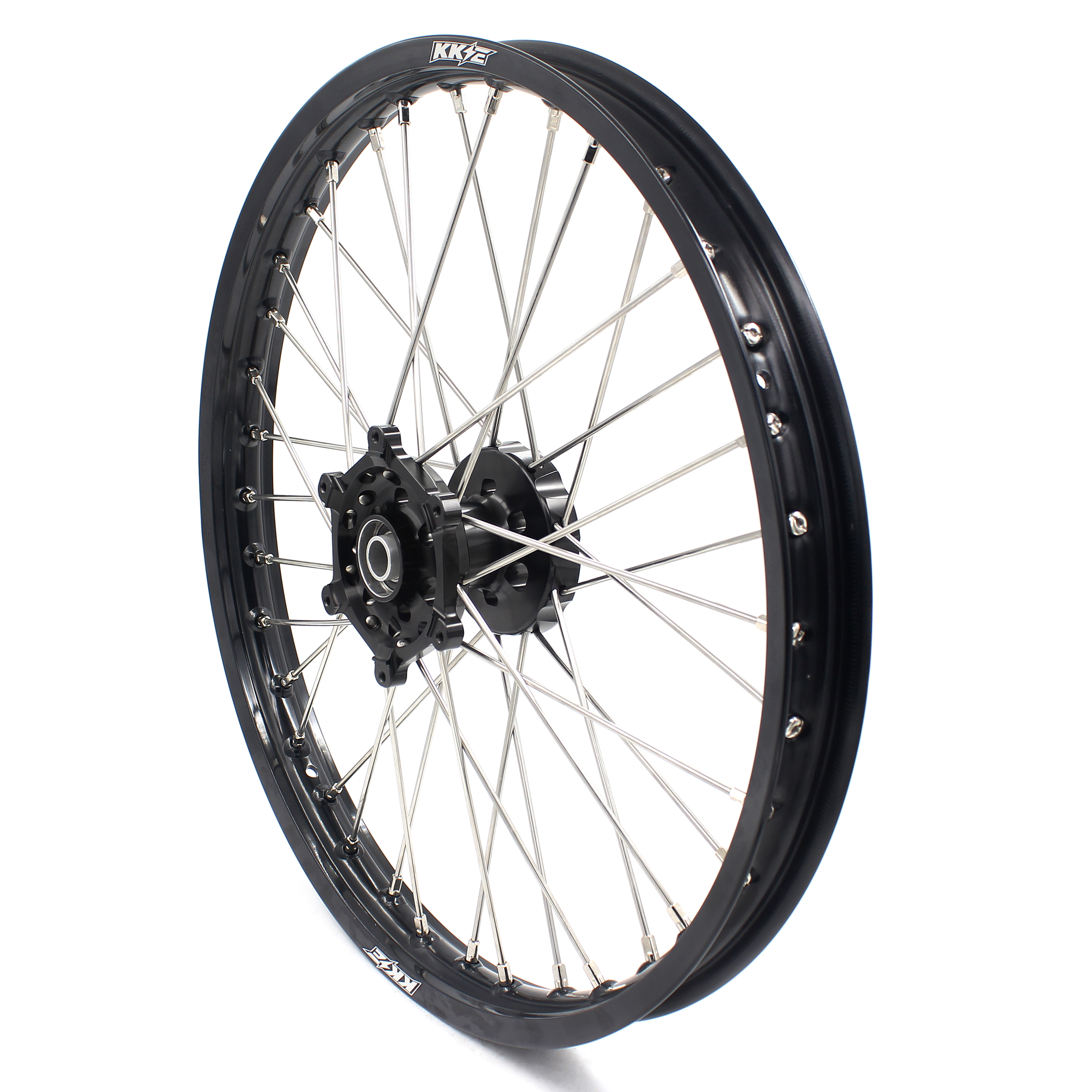 KKE 21/19 Dirt Bike MX Motorcycle Wheels Rims Set Fit SUZUKI RM125 RM250 1996-2000 Black Hub/Rim