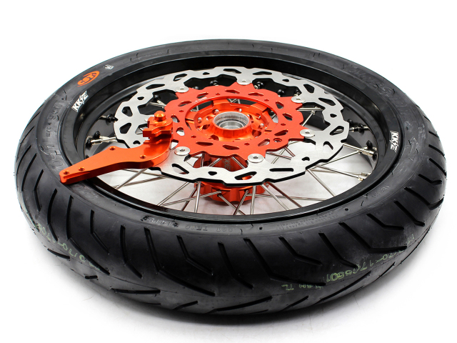 KKE 3.5/4.25 Motorcycle Supermoto Cush Drive Wheels With CST Tire Fit KTM SX EXC 125 Orange Hub