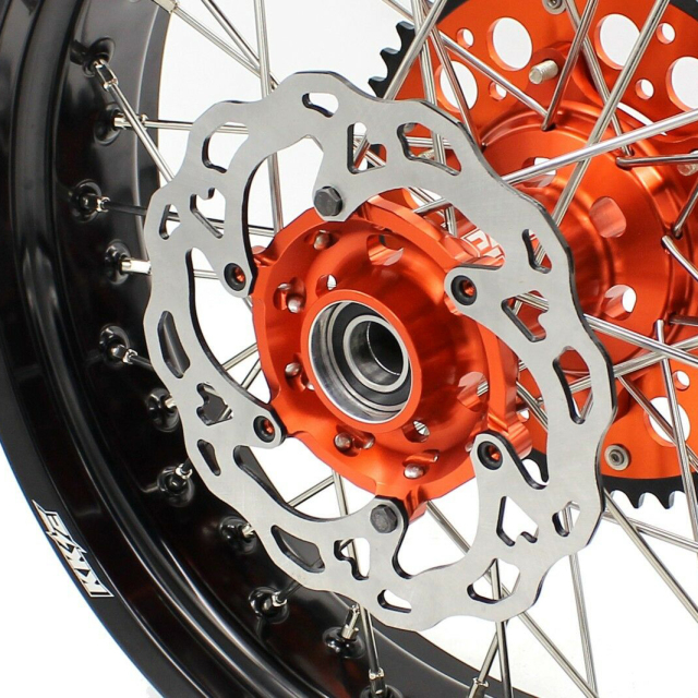 KKE 3.5/4.25 Motorcycle Supermoto Wheel Set Fit KTM SX-F EXC 2003-2021 Orange Hub With Disc