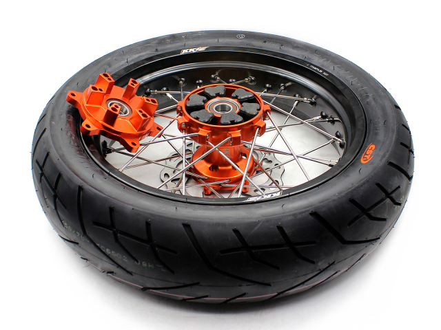 KKE 3.5/4.25 Motorcycle Supermoto Cush Drive Wheels With CST Tire Fit KTM SX EXC 125 Orange Hub