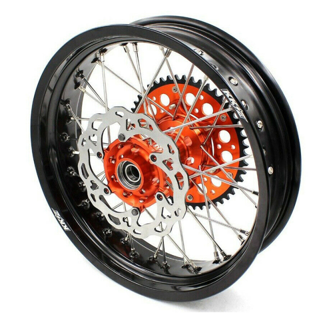 KKE 3.5/4.25 Motorcycle Supermoto Wheel Set Fit KTM SX-F EXC 2003-2021 Orange Hub With Disc