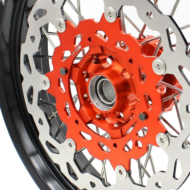 KKE 3.5/4.25 Motorcycle Supermoto Wheel Set Fit KTM SX-F EXC 2003-2022 Orange Hub With Disc