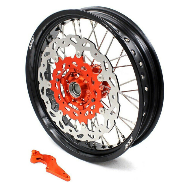 KKE 3.5/4.25 Motorcycle Supermoto Wheel Set Fit KTM SX-F EXC 2003-2021 Orange Hub With Disc